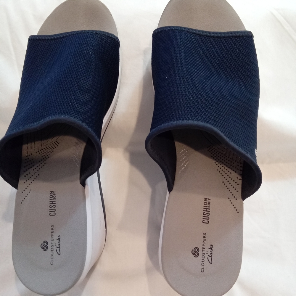 CLOUDSTEPPERS by Clarks blue Wedge Slide Sandals